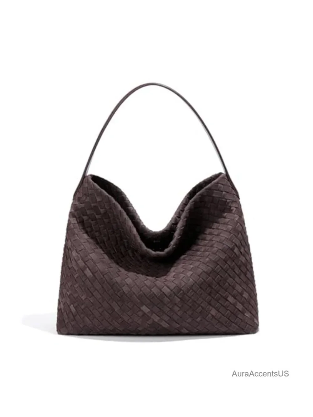 Faux Suede Braided Tote Bag Slouchy Shoulder Crossbody Purse